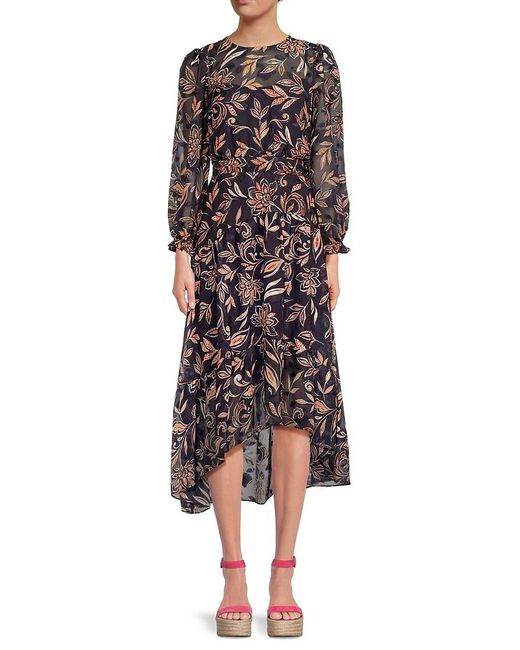 Eliza J Red Print Midi-dress