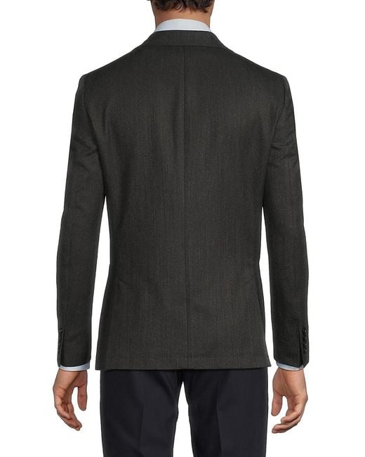 Calvin Klein Black Cotton-Wool-Blend Herringbone Sport Coat for men