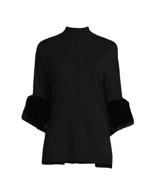 Faux fur top trimmed sweater