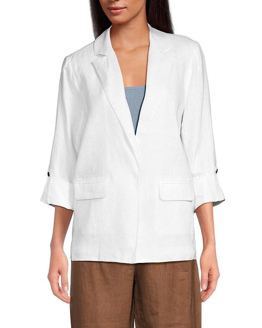 Saks Fifth Avenue White 100% Linen Oversized Blazer