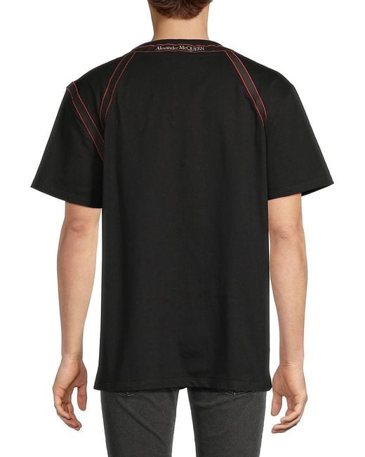 Alexander McQueen Black Logo Tape Cotton T-Shirt for men