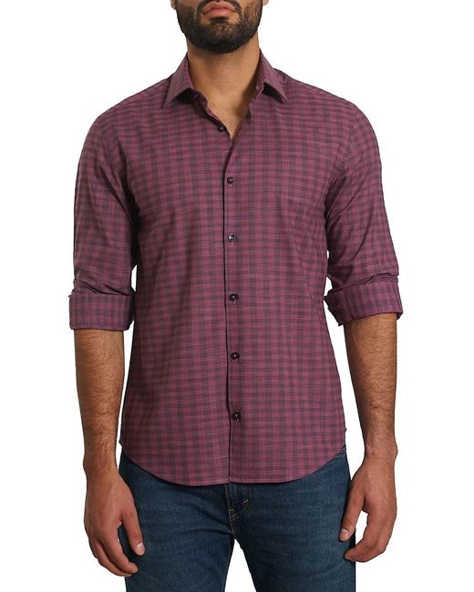 Jared Lang Purple 'Plaid Pima Cotton Blend Shirt for men