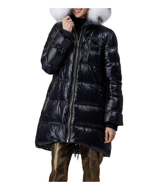 Gorski Après Ski Fox Fur Trim Down Midi Puffer Jacket in Black | Lyst
