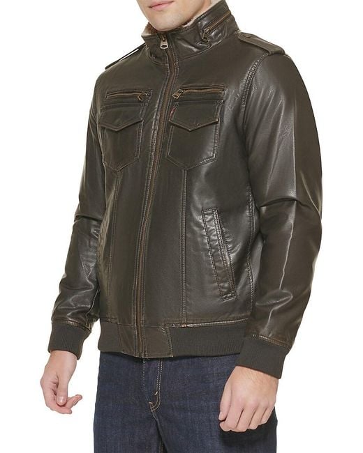 Levi's Gray Faux Shearling Lined Bomber Jacket for men