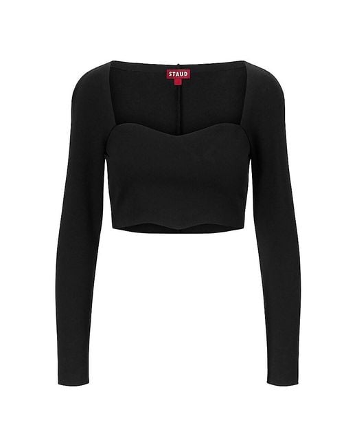 Staud Black Corde Cropped Top