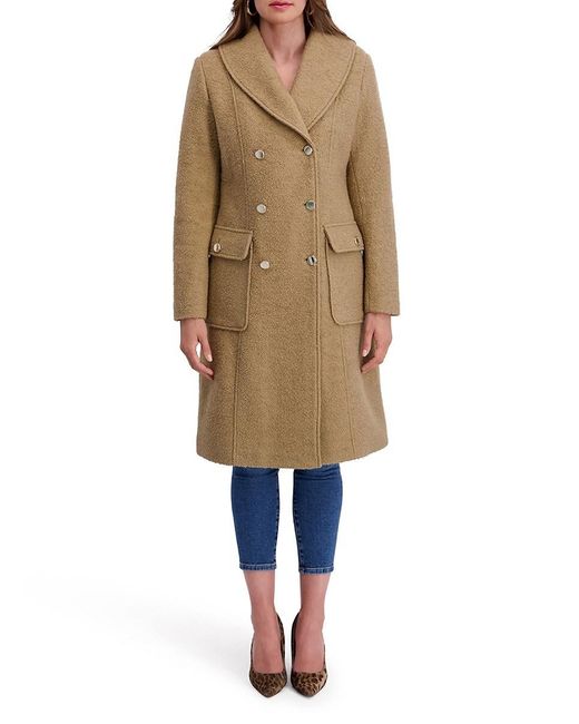 Kensie Natural Double-Breasted Wool-Blend Coat