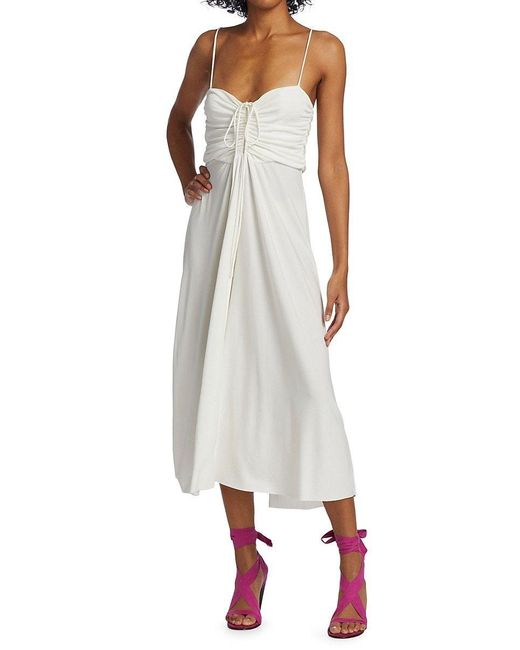 Isabel Marant Jenila Ruched Bodice Midi Dress in White | Lyst