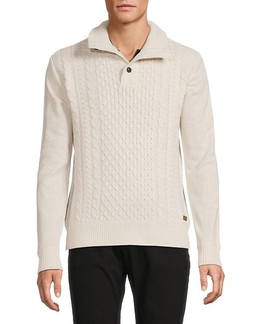 Buffalo David Bitton Textured Mock Turtleneck Sweater in White for