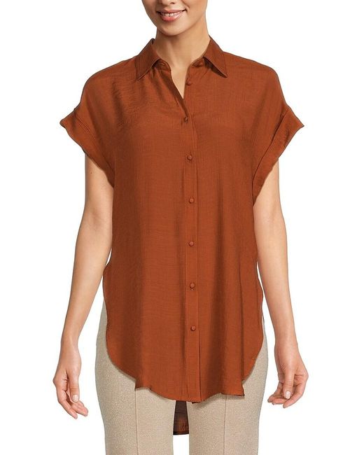 Nanette Lepore Brown Side Slit Shirt