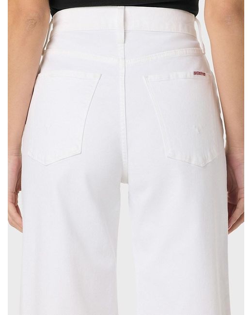 Hudson White Jolene High-rise Wide-leg Cuffed Jeans