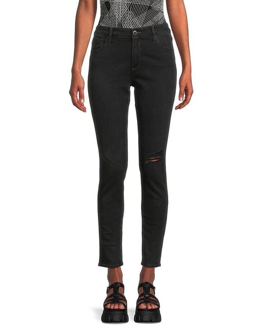 AG Jeans Mid Rise Skinny Ankle Jeans in Black | Lyst Canada