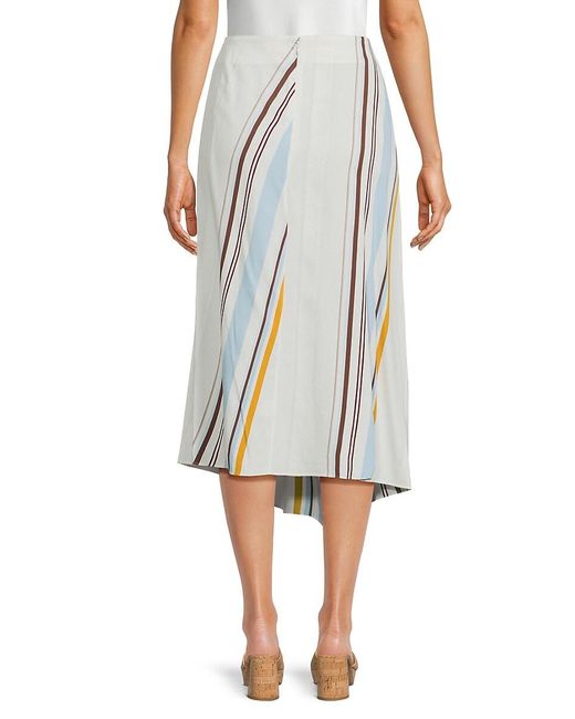 A.L.C. Blue A. L.C. Clara Striped Asymmetric Midi-Skirt