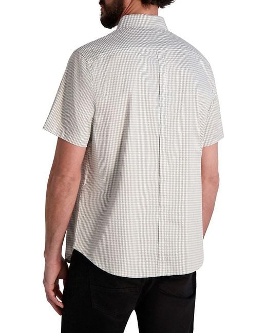 Karl Lagerfeld White Short-Sleeved Patterned Woven Shirt for men