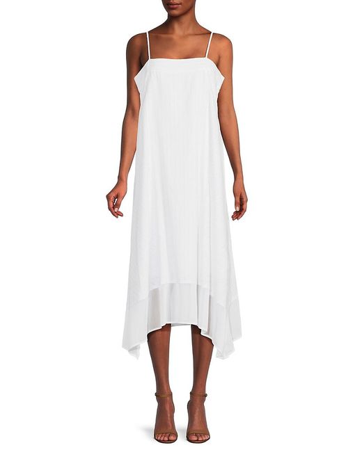 St. John Dkny Striped Midi A Line Dress in White | Lyst Canada