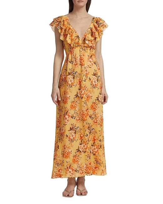 Kivari Metallic Calypso Amelia Floral Maxi Dress