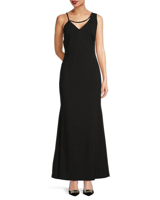 St. John Dkny Embellished Strap Maxi Dress in Black | Lyst