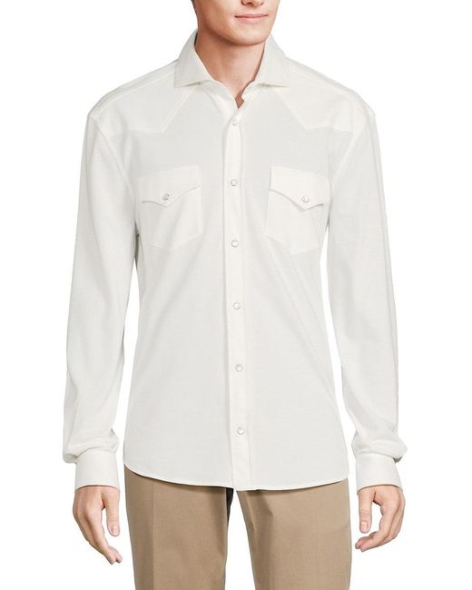 Brunello Cucinelli White Western Shirt for men