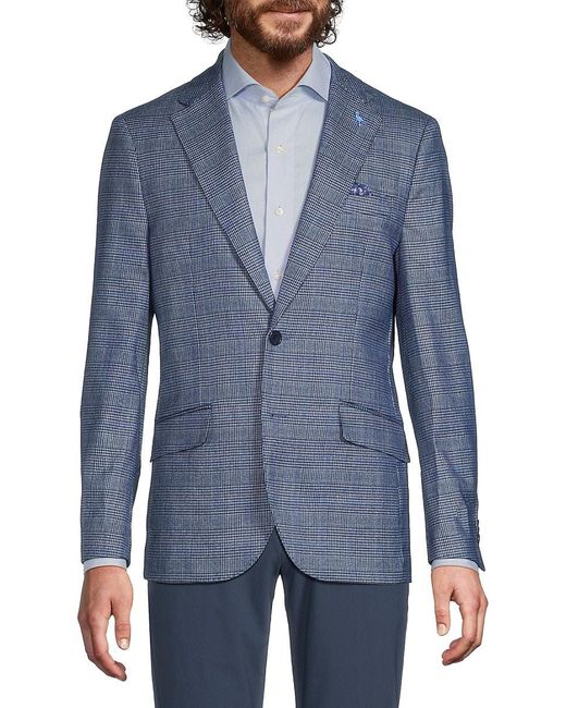 Tailorbyrd Blue Plaid Blazer for men