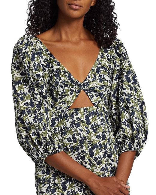 MICHELLE SMITH Black X Saks Bella Twist Balloon-Sleeve Minidress