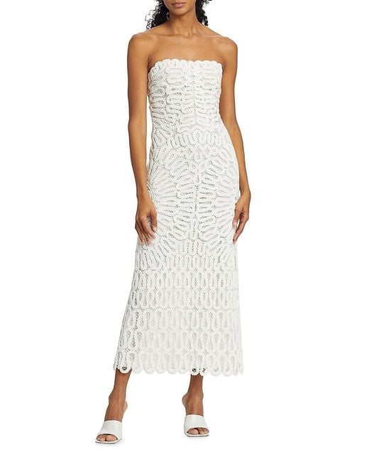 Jonathan Simkhai White Elise Crocheted Midi-Dress