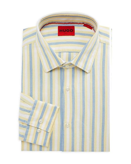 HUGO Blue Kenno Striped Slim Fit Dress Shirt for men