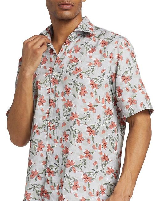 Saks Fifth Avenue White Collection Floral Button-Front Shirt for men