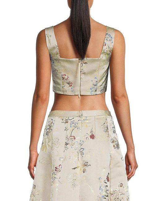 Adam Lippes White Floral Embroidered Silk Blend Crop Top