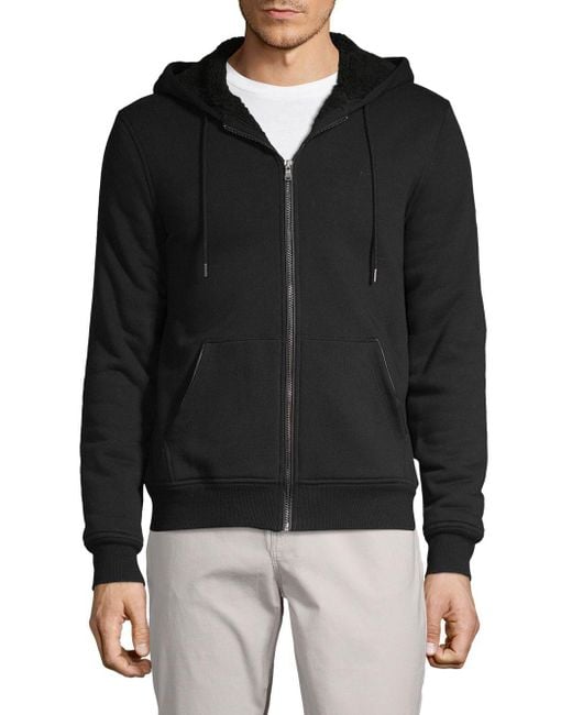 Michael Kors Faux Fur-lined Full-zip Hoodie in Black for Men