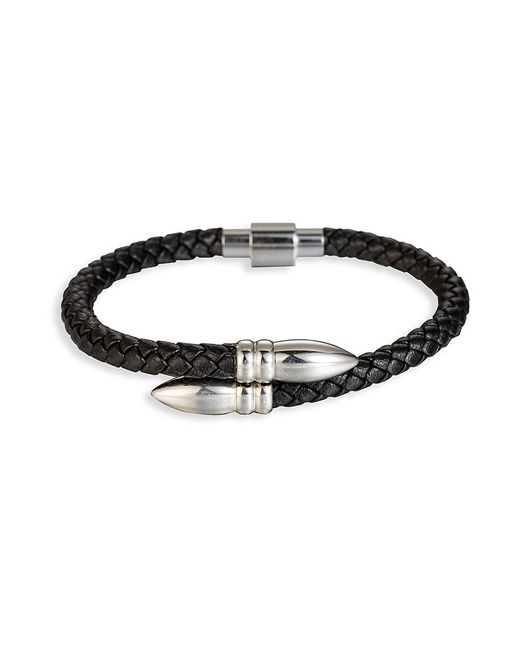 Eye Candy LA Black Luxe David Leather & Titanium Spike Cuff Bracelet