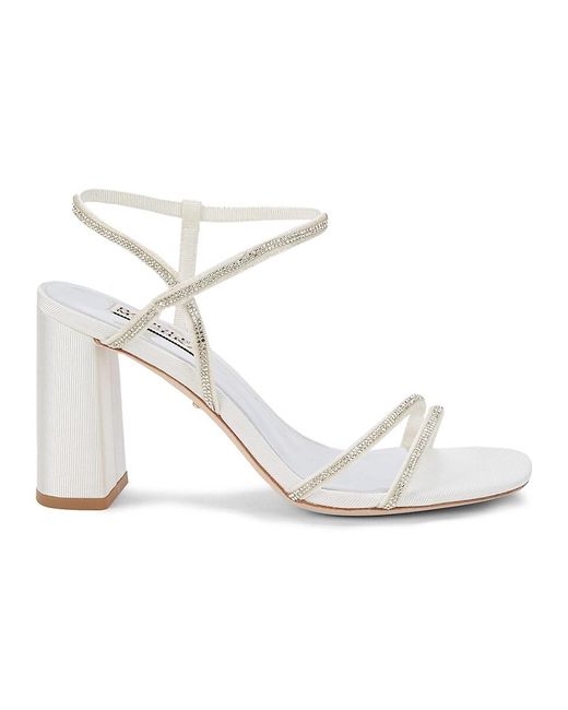 Badgley Mischka Rebekah Metallic Block-heel Sandals in White | Lyst