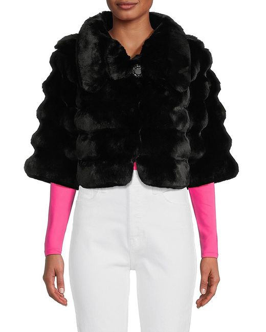 Belle Fare Faux Fur Bolero Jacket in Black | Lyst Canada