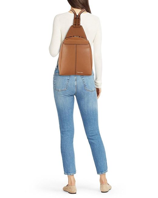Calvin Klein Brown Myra Faux Leather Convertible Backpack
