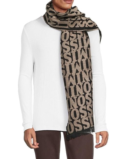 Missoni White Logo Wool Blend Scarf for men