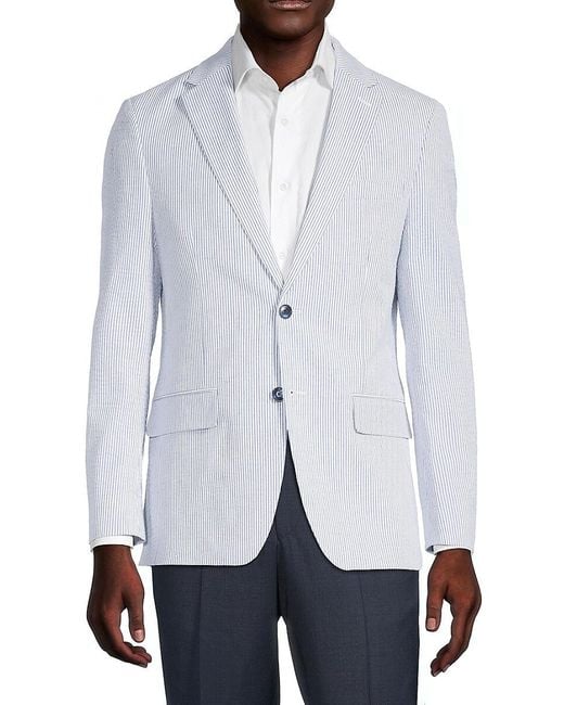 Tommy Hilfiger Blue Seersucker Striped Blazer for men