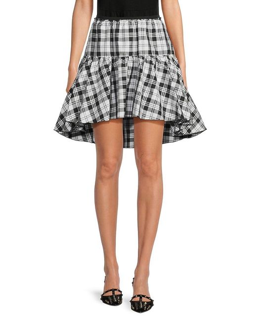 RED Valentino Black Tartan Asymmetric Miniskirt