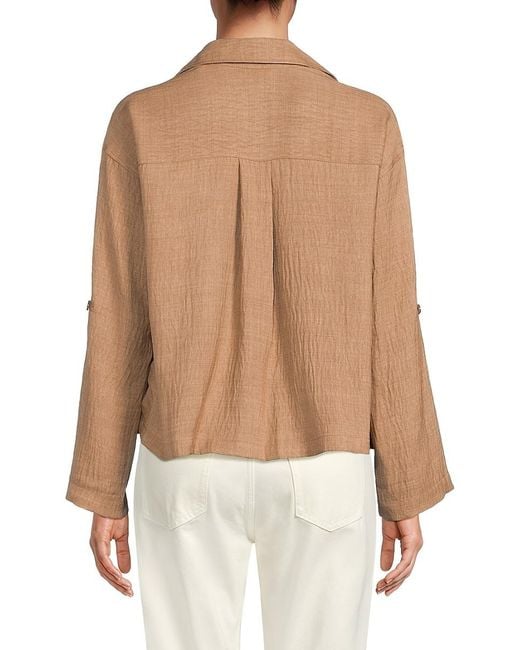 Max Studio Natural Crinkle Top