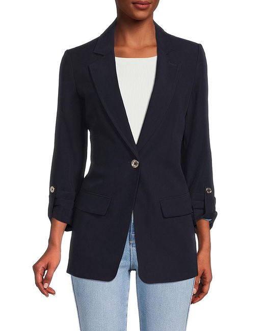 Tommy Hilfiger Synthetic Tab Sleeve Single-button Blazer in Midnight ...