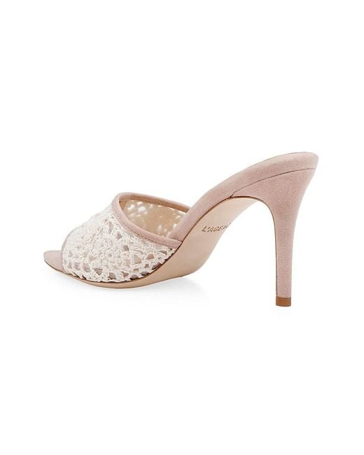 L'Agence Pink Armande 85mm Suede Crochet Mules