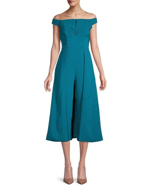 Kay Unger Synthetic Bridget Tea-length Jumpsuit in Teal (Blue) | Lyst