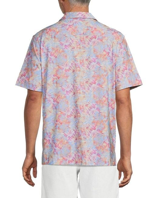 Bugatchi Red Ooohcotton Floral Stretch Cotton Camp Shirt for men