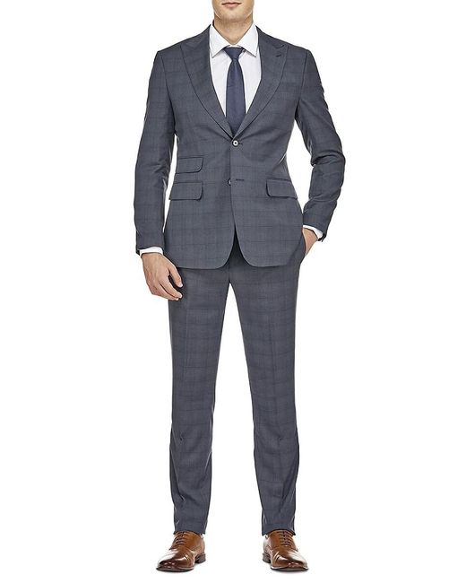 English Laundry Blue Slim Fit Check Suit for men