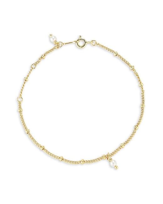 Chloe and Madison Metallic 18k Goldplated Sterling Silver & 3mm Freshwater Pearl Beaded Anklet
