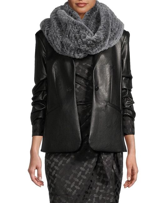 Surell Black Faux Fur Loop Scarf