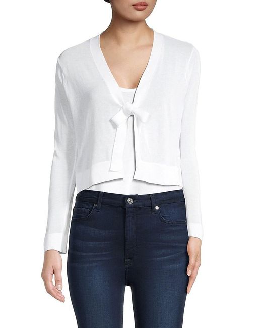 Calvin Klein Tie-front Cardigan in White | Lyst