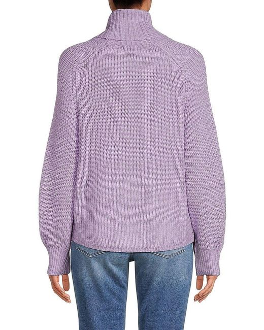 Design History Cable Knit Turtleneck Sweater in Purple Lyst