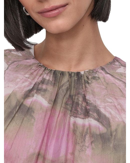 DKNY Red Abstract Print Top
