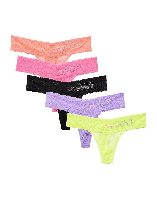 Juicy Couture Multicolor Rhinestone Lace Thong
