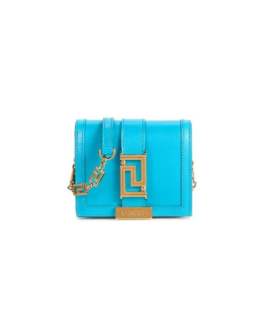 Versace Blue Logo Leather Wallet On Chain