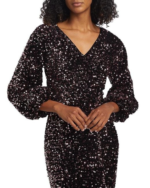 Tahari Black The Robin Sequined Midi-Dress