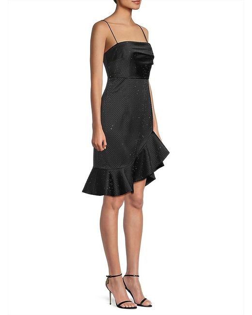 Emanuel Ungaro Black Xandra Hotfix Satin Sleeveless Minidress